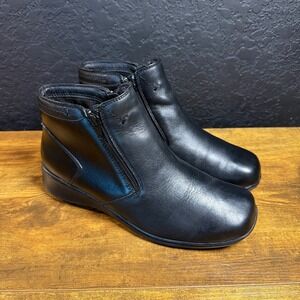 Cobbie Cuddlers 27011 Black Leather Side Zip Ankle Boots Womens 10W
